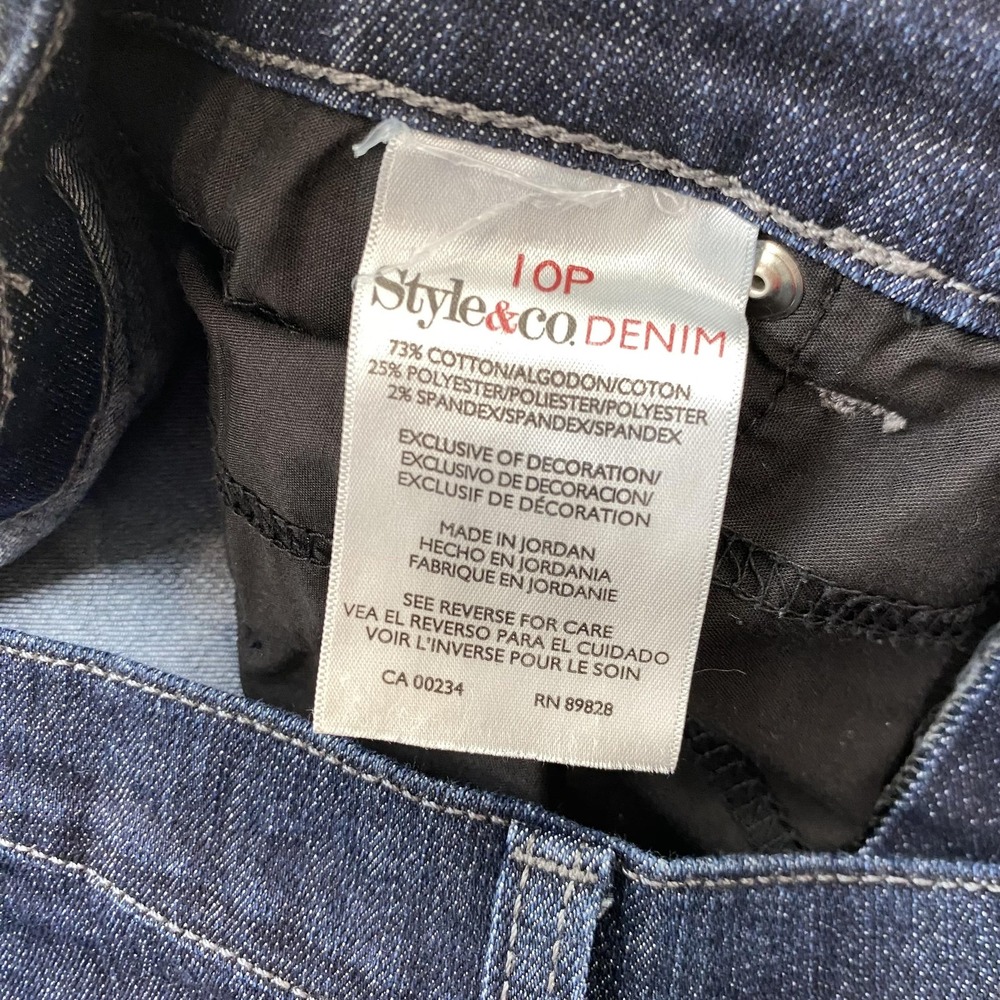 Style&co Womens 10P Jeans (30x27) Petite Blue Dark Wash Straight Leg Denim - Picture 6 of 13